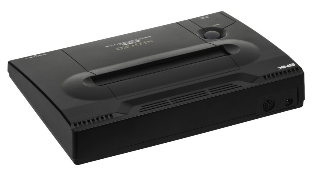 Console Neo Geo AES originale de SNK vue en trois quarts